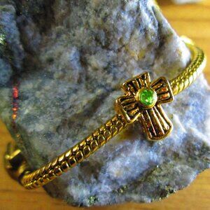 Gold Plated Silver Cross European charm with crystal